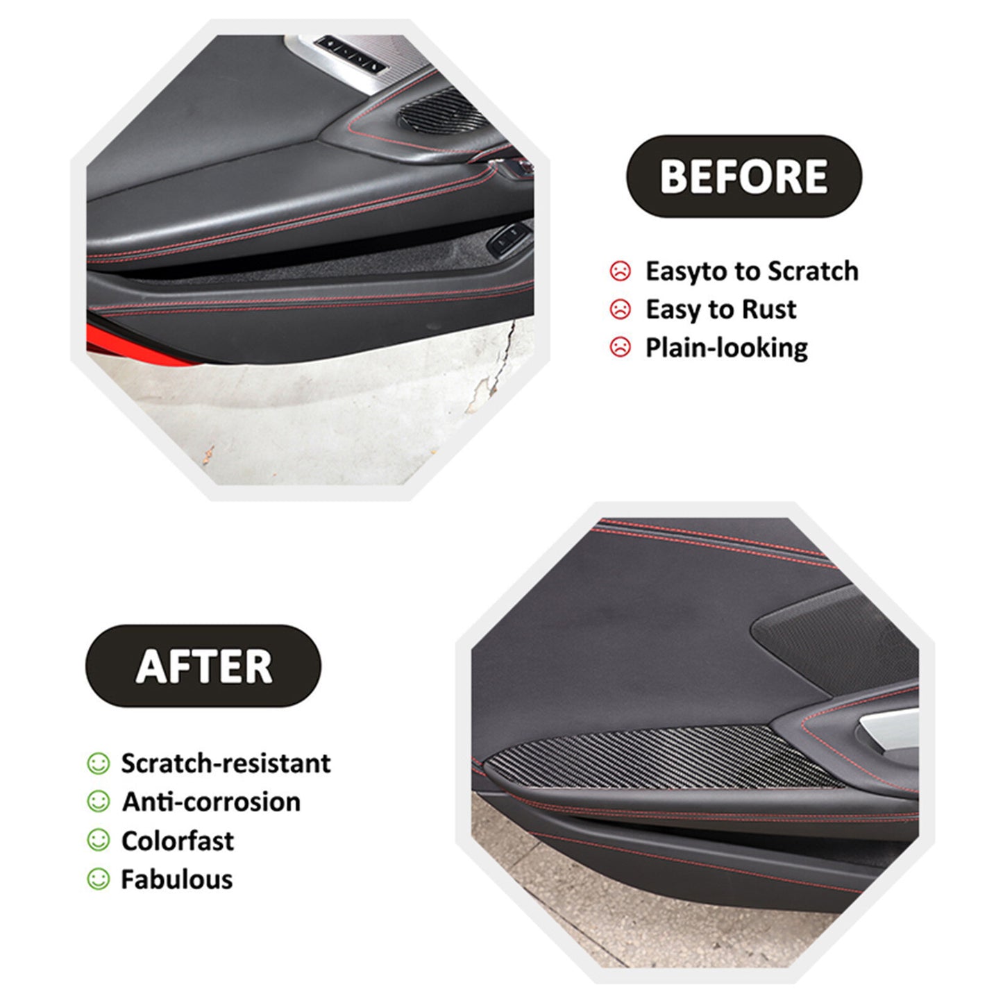 Carbon fiber interior door armrest panel sticker decoration for Corvette C8 2020 - 2023 n