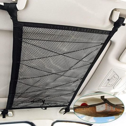 Suitable for SUVs, double-layer roof ceiling cargo net storage pockets - n