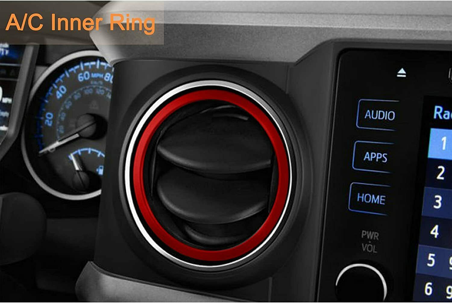 Red A/C Vent Ring Covers A/C Vent for Toyota Tacoma 2016-2022