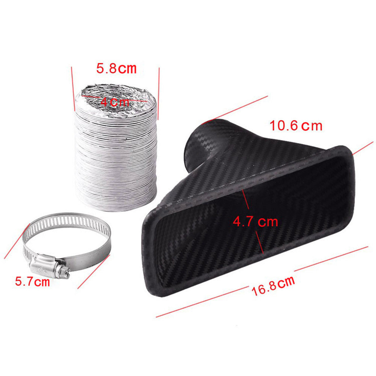 1 Set Car Bumper Turbo Inlet Intake Pipe Air Funnel Kit Carbon Fiber Accessory