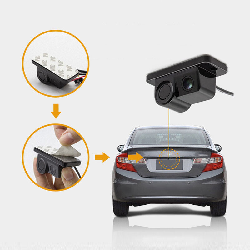 2-in-1 420TVL Parking Lot Reverse Sensor Radar Rearview Backup Night Vision Camera n