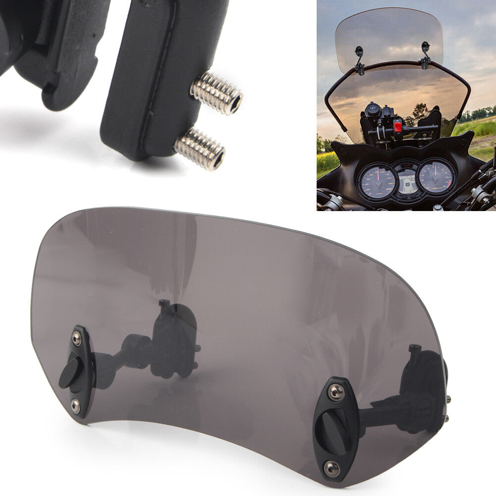 1x For Motorcycle Adjustable Windshield Clip On Extension Spoiler Wind Deflector