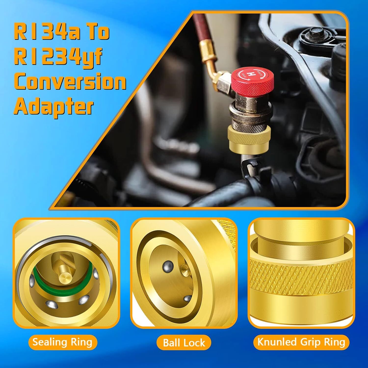 Adjustable R134A to R1234YF Quick Couplers Kit Adapter High Low Side Connection n