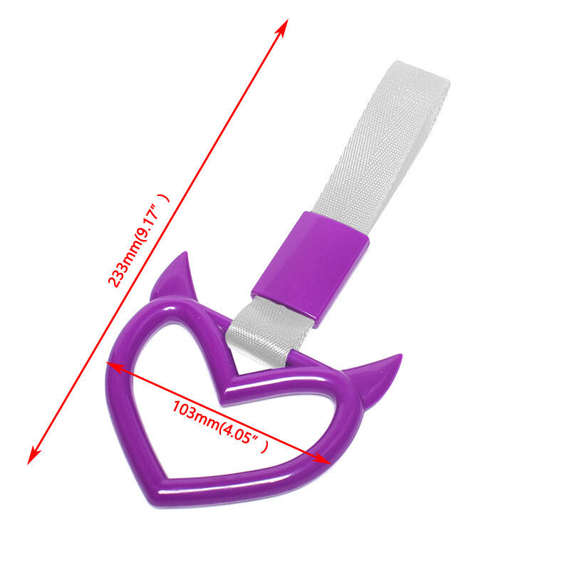 Purple devil heart red JDM Tsurikawa ring subway train bus handle belt charm