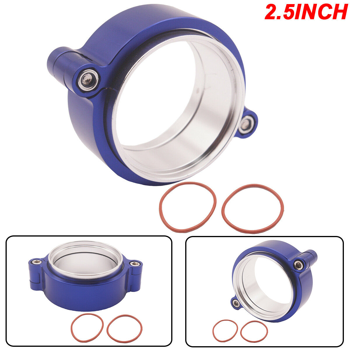 New HD Exhaust V-band Clamp Flange Anodized Clamp Fit 2.5 Turbo Dump Pipe Blue n