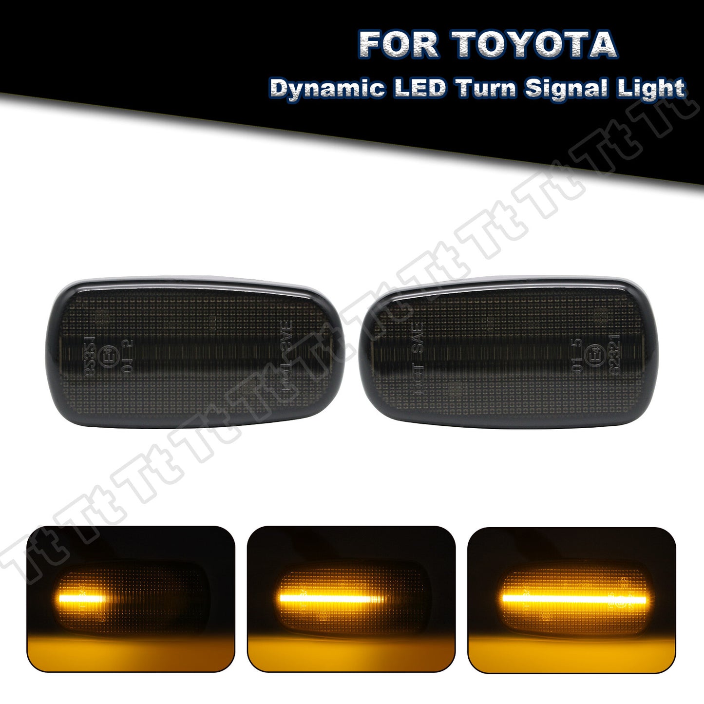 For 2003 - 2017 for Land Cruiser Sequential LED Fender Side Marker Lights Smoked - v