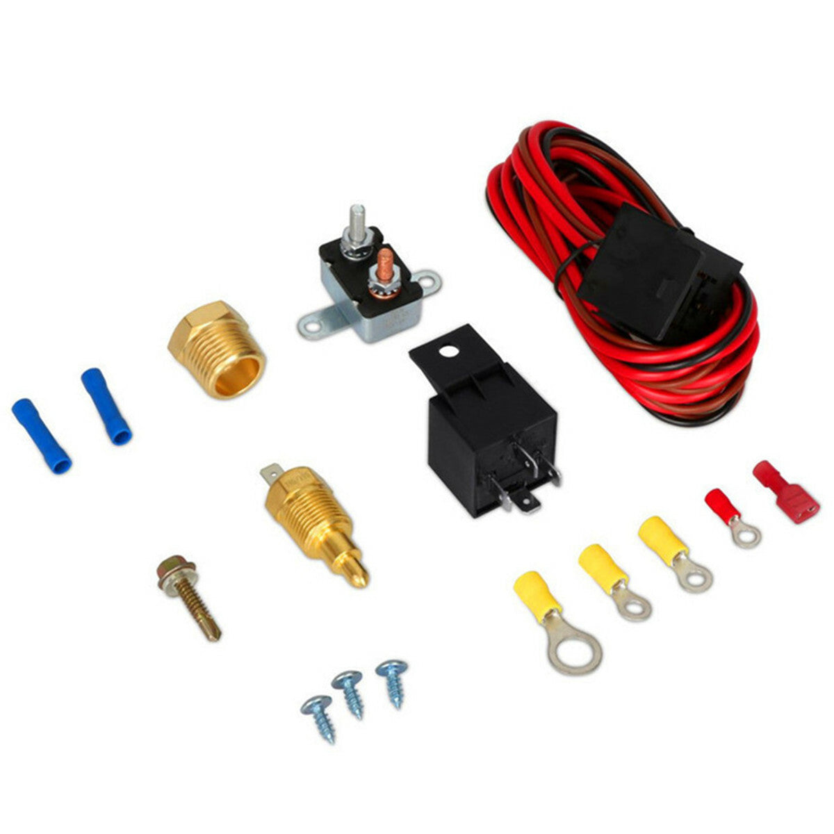 For Hot Rods Engines Electric Cooling Fan Wiring Relay Installation Tool Kit Q