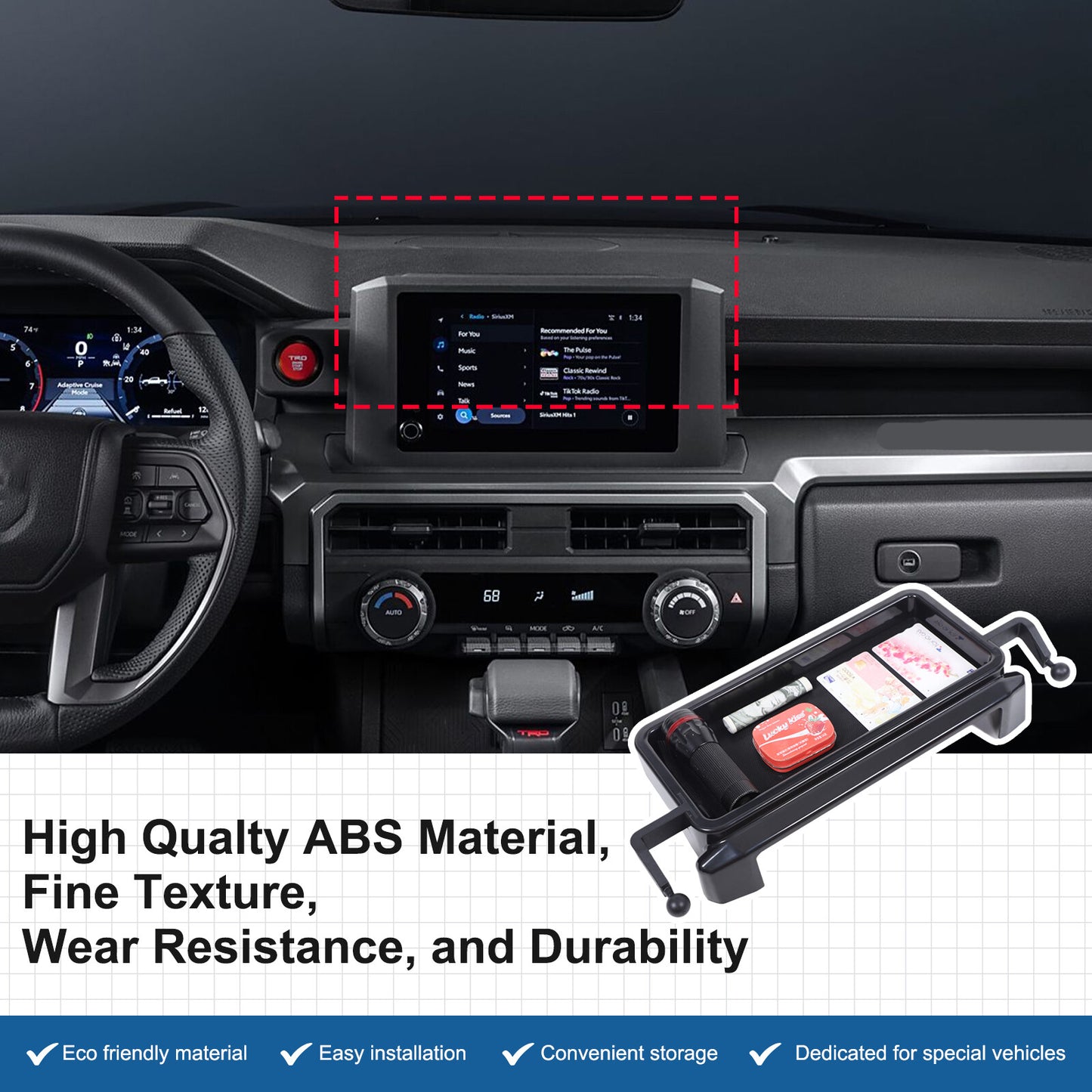 Central GPS navigation storage box with phone holder suitable for 2024-25 Tacoma - n