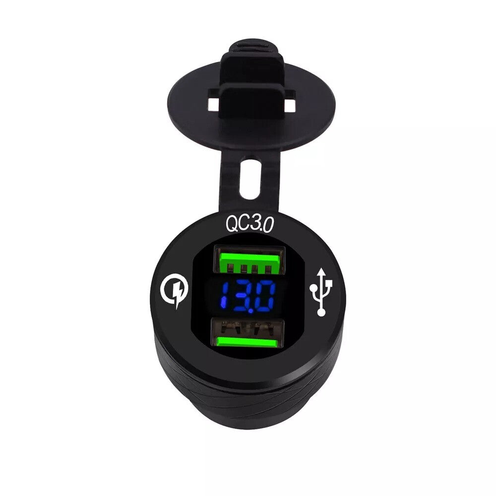 1pc Dual QC3.0 USB Charger DIN EU Plug Socket Replace For Motorcycle New n