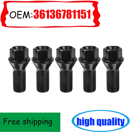 5-pack of black wheel lug bolts and nuts for 328i, 535i, 750Li, 760Li, X3, X5 (36136781151-) n