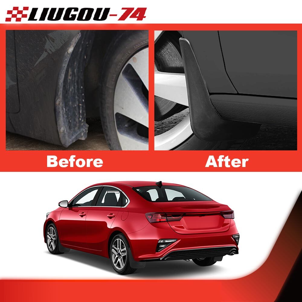 Fits car front and rear fender wear fender splash guard black 4 pieces - v