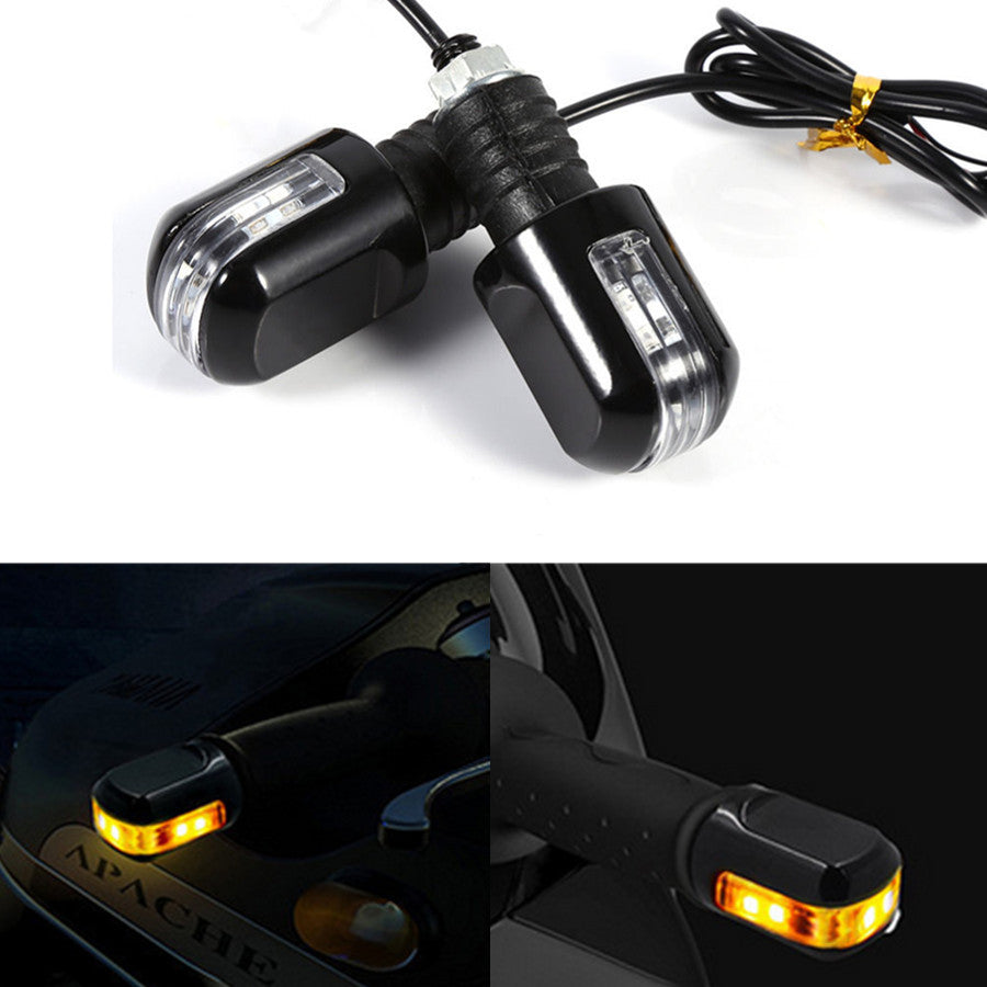 Motorcycle Handlebar Turn Signal Grip Bar End LED Plug Strobe Side Marker Light Q