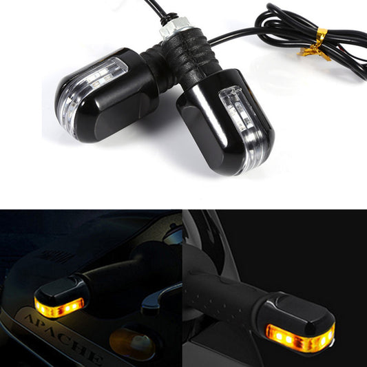 Motorcycle Handlebar Turn Signal Grip Bar End LED Plug Strobe Side Marker Light Q