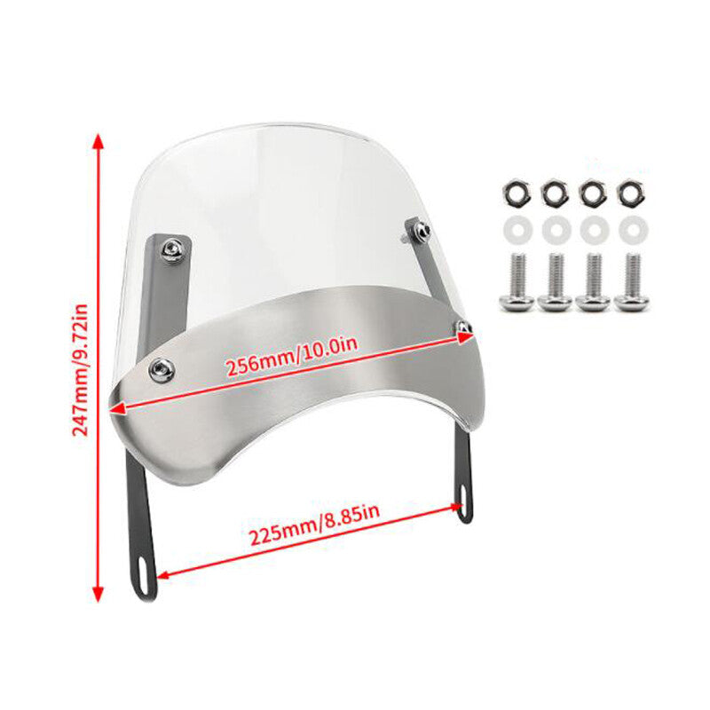Motorcycle windshield deflector with bracket suitable for 5-inch to 9.45-inch headlights. n