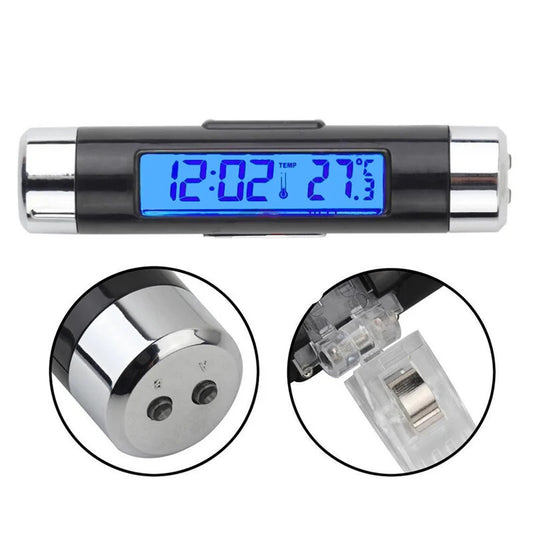 Car Electronic Clock Thermometer Digital Clock LCD Luminous Watch Blue Backlight