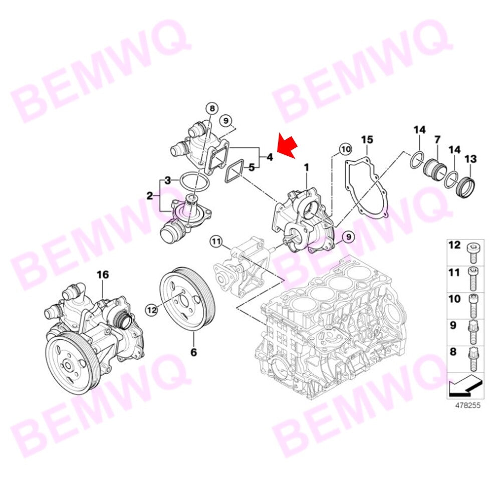 Engine coolant thermostat housing 11517572859 Suitable for 2005-2011 13 X1 n