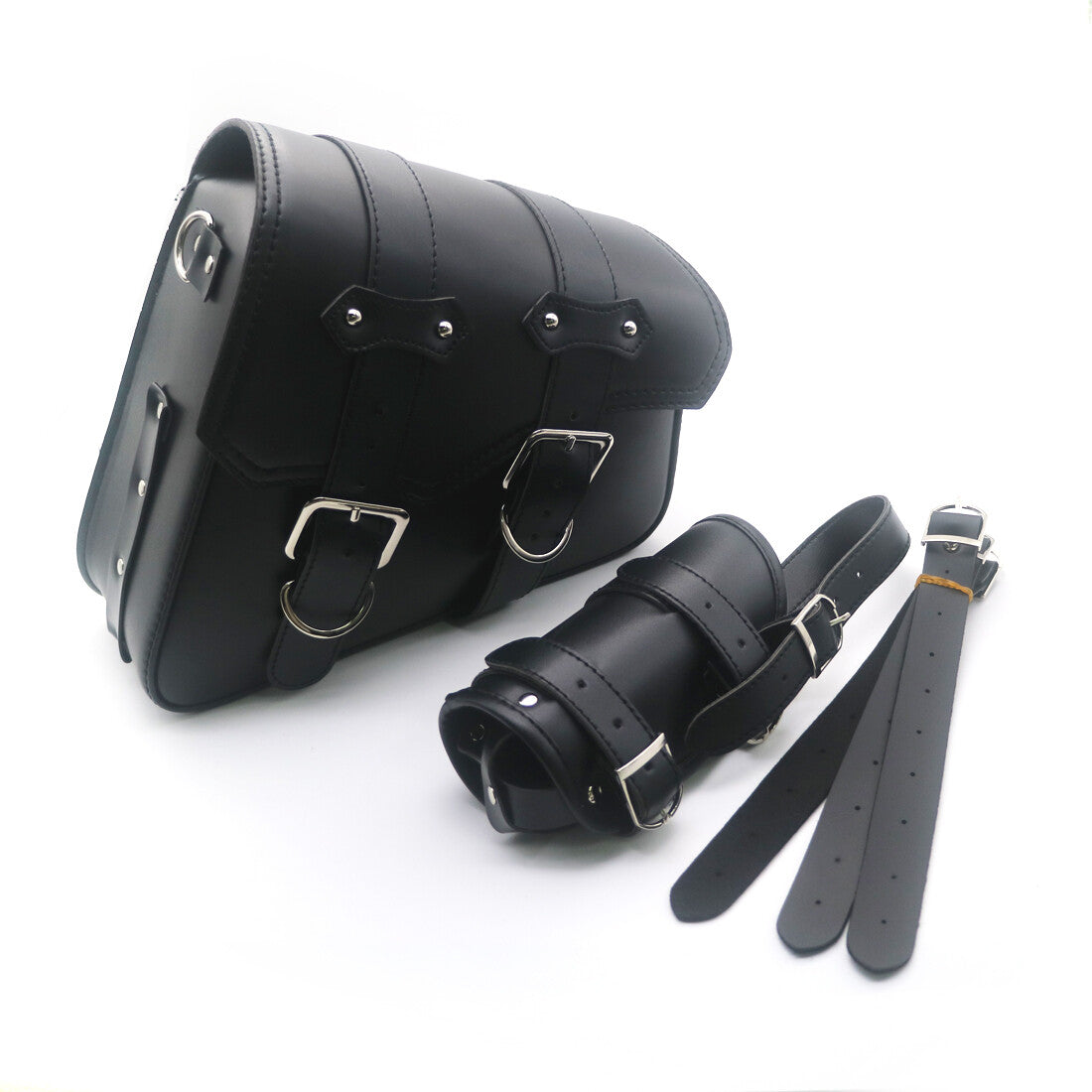 Black Artificial Leather Right Saddlebag With Drink Holder For Sportster XL 1200 Q