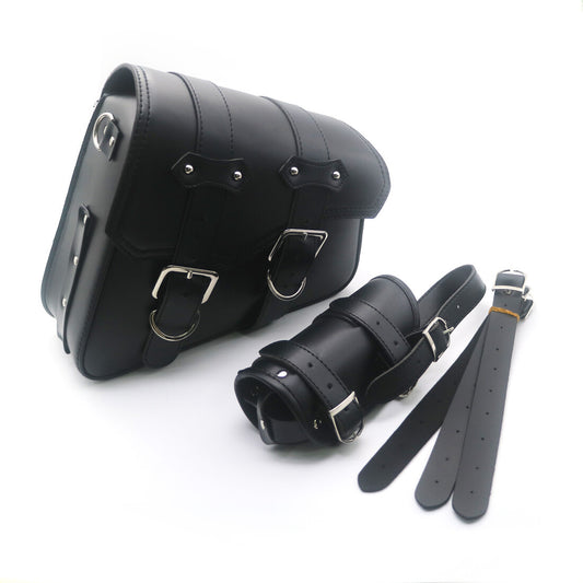 Black Artificial Leather Right Saddlebag With Drink Holder For Sportster XL 1200 Q
