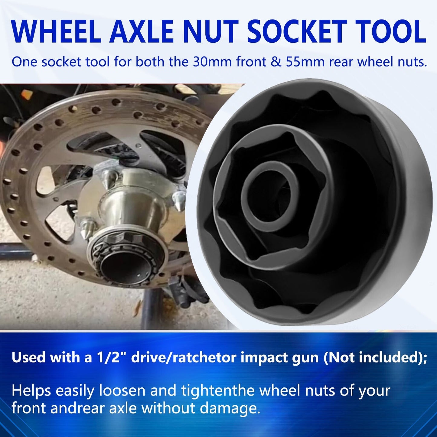 30mm + 55mm Wheel Nut Socket kit for Ducati 1098 1198 1199 Panigale Multistrada