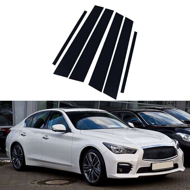 Piano Black Pillar Post Door Window Molding Strip for Infiniti Q50 (V37) 2014-23