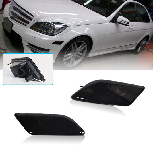 Front Smoked Side Marker Light Housing Set for 12-14 for Benz W204 C250 C300 C350- v