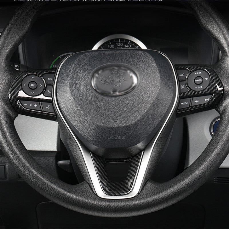 Carbon Fiber Steering Wheel Decor Frame Trim 3PCS for Corolla 2019-2024 v