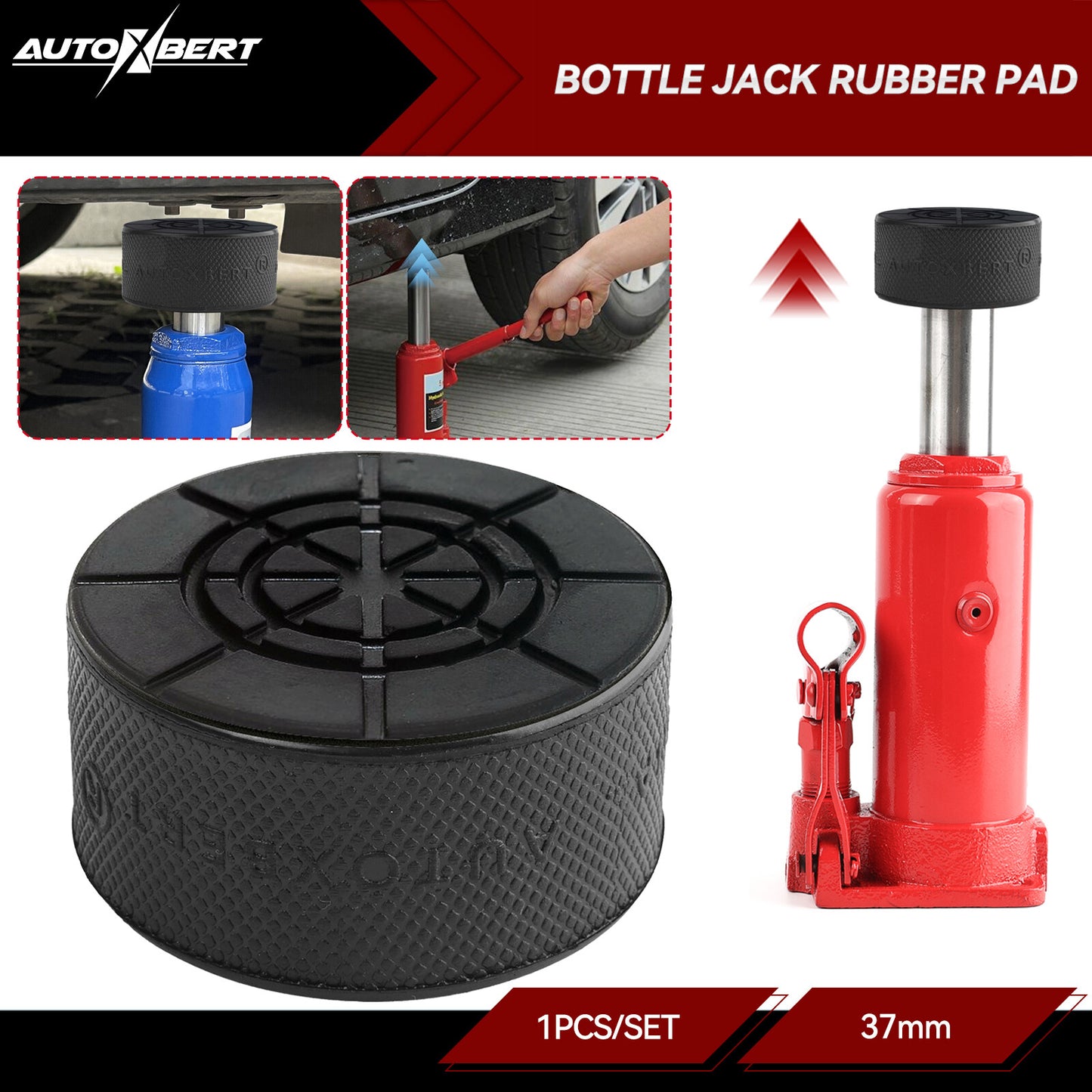 For Bottle Jack Protection Pad 37mm Heavy-Duty Rubber Pad Dia Recess On Bottom