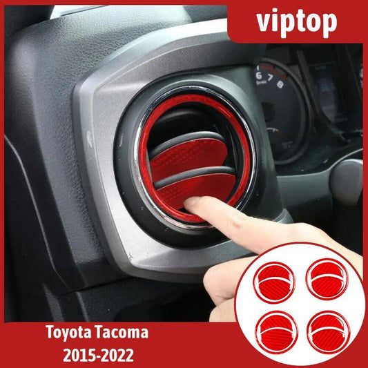 Red Carbon Fiber Center Console Air Vent Frame Trim for Toyota Tacoma 2015-2022