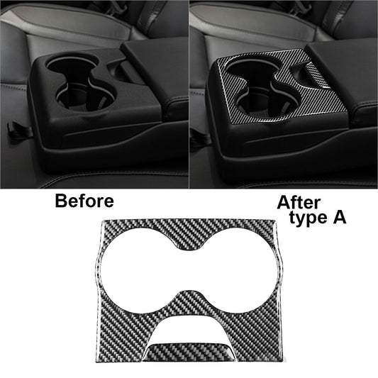 Carbon Fiber Rear Water Cup Holder Cover Trim for Dodge Charger 2015-2021 Type A