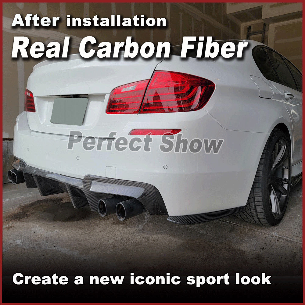 for BMW F10 528i 530i 535i 12-2016 REAL Carbon Rear Bumper Diffuser Lip Spoiler