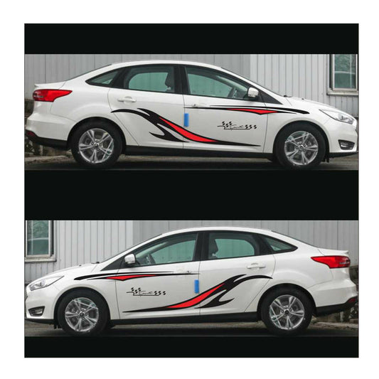 2 Pcs Vinyl Stripes Graphics Car Sticker both side For Truck for SUV Decor Black/Red