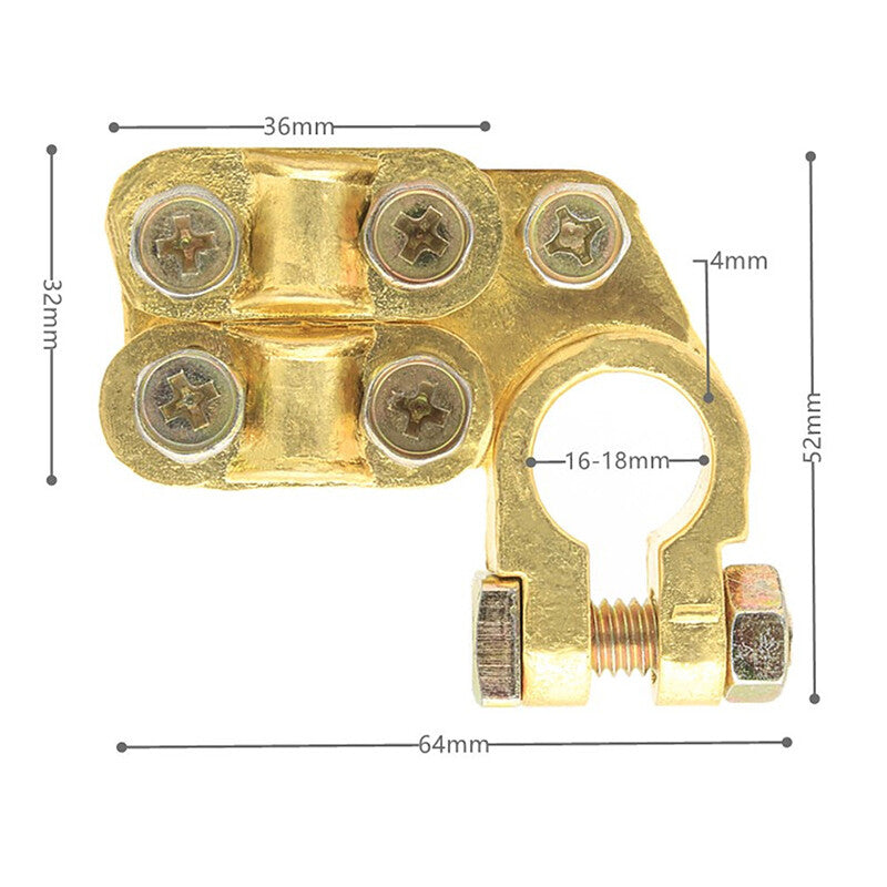 2x Solid Brass Heavy Duty Battery Top Post Cable Termination Wire Terminal 5 Screws n