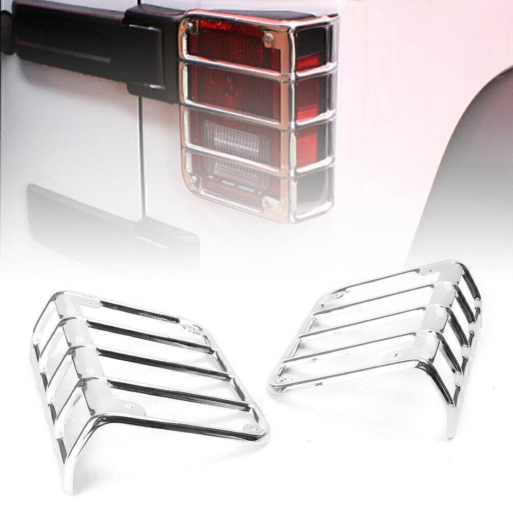 Pair Chrome Steel Rear Tail Light Guard Cover for JEEP for WRANGLER JK 2007-2016 Q