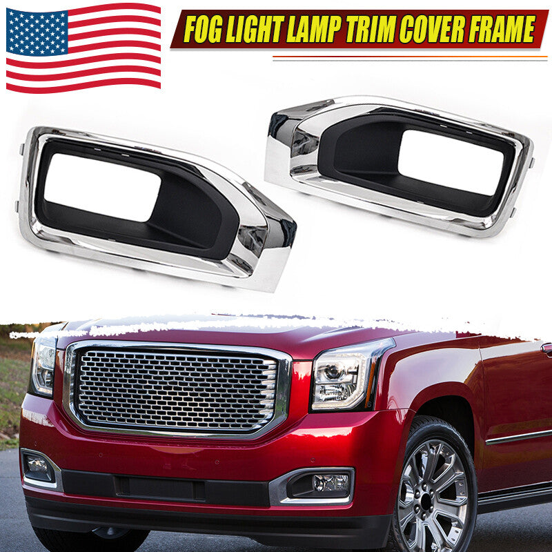 Front bumper fog light bezel cover replacement for GMC for Yukon 2015 - 2020 XL - v