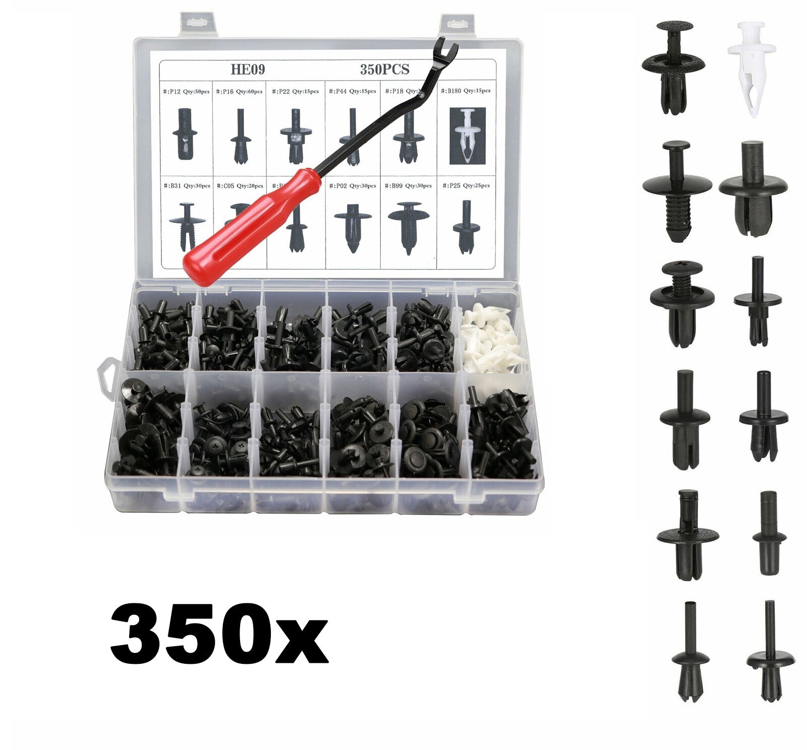 350PCS Plastic Retainer Panel Bumper Fastener Moulding Clip Fit GM for Ford for Toyota