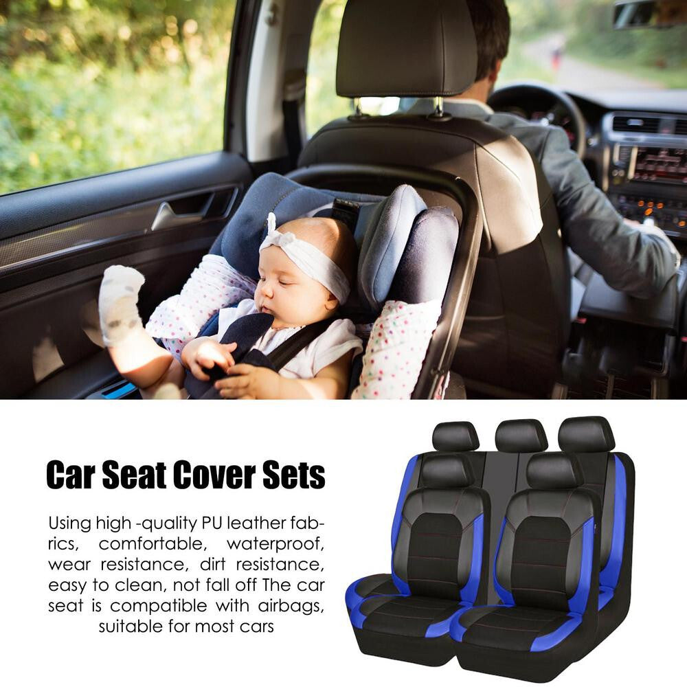 Waterproof PU Leather Accessory for Seat Covers Fit For Car Truck SUV Van Full Set