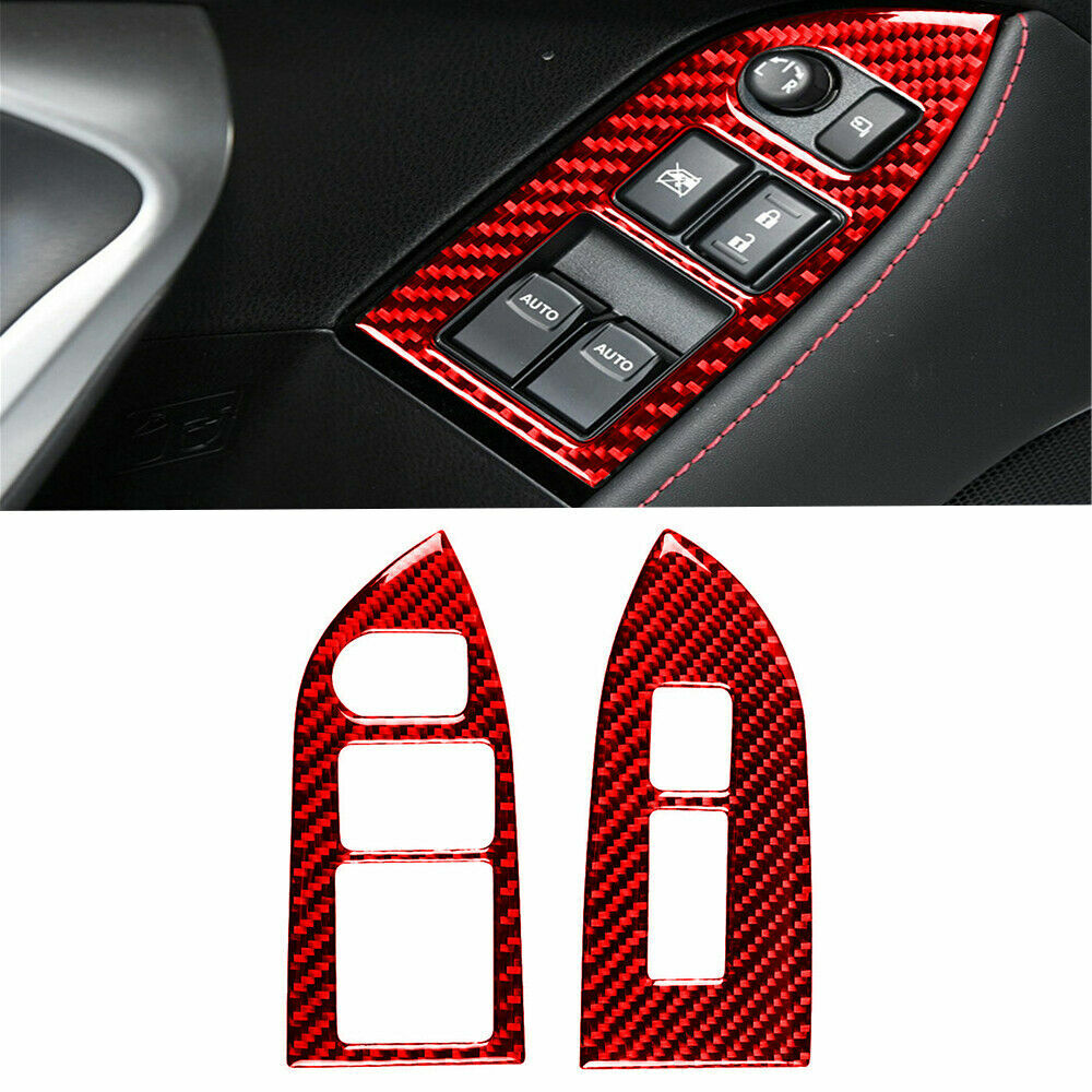 Red Carbon Fiber Window Lift Switch Button Cover for Toyota 86 for Subaru BRZ 17-19