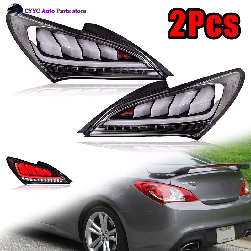 Pair Shiny White Sequential LED Tail Lights For 2010-2016 for Hyundai for Genesis Coupe