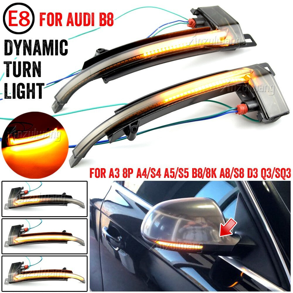 Dynamic LED Turn Signal Lamp Wing Side Mirror Light for Audi A4 B8