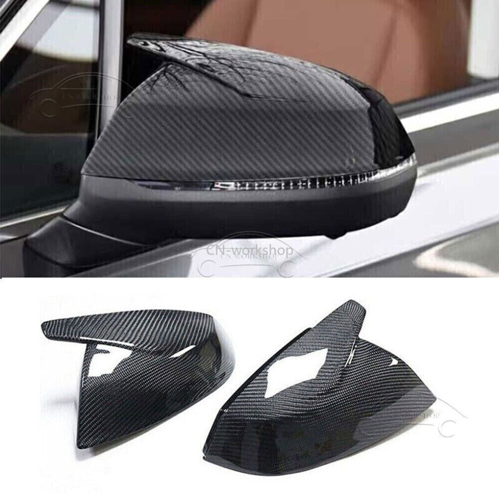 Real Carbon Fiber Side Mirror Cover W/ Lane Replace for Audi Q5 SQ5 Q7 SQ7 18-23
