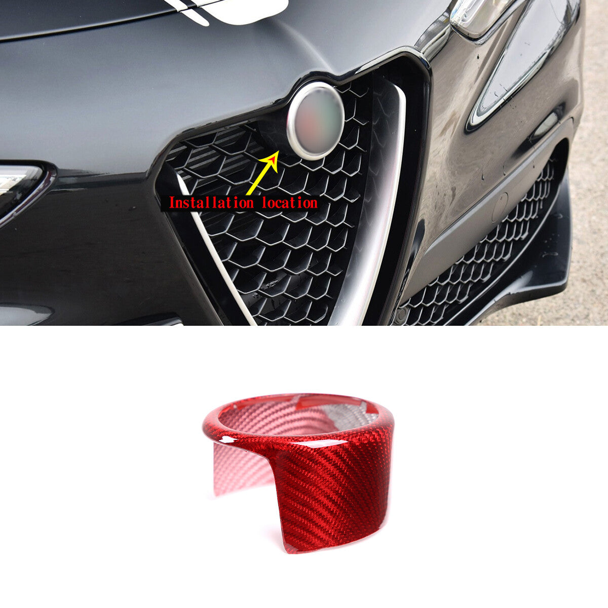 Red carbon fiber front grille hood trim suits the for Alfa Romeo Giulia 2017 - 2023
