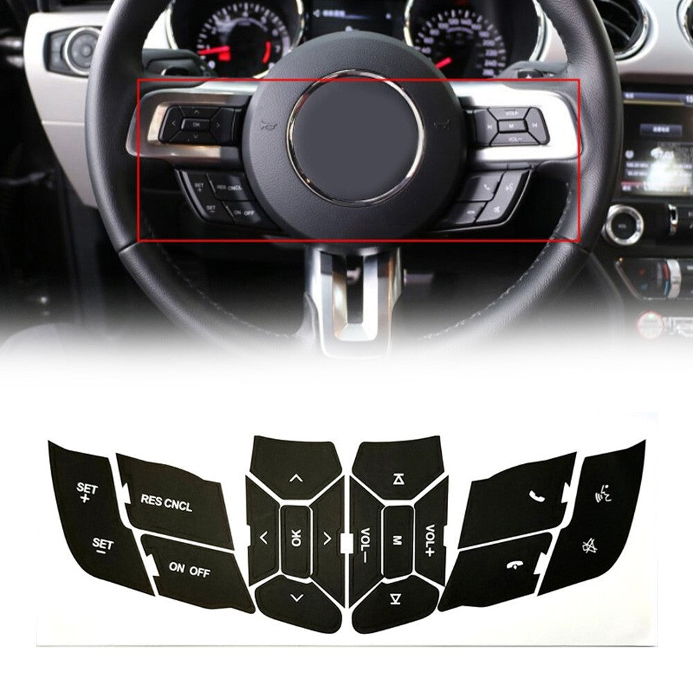 Black Button Repair Decals for for MUSTANG Steering Wheel 2015 2018 v