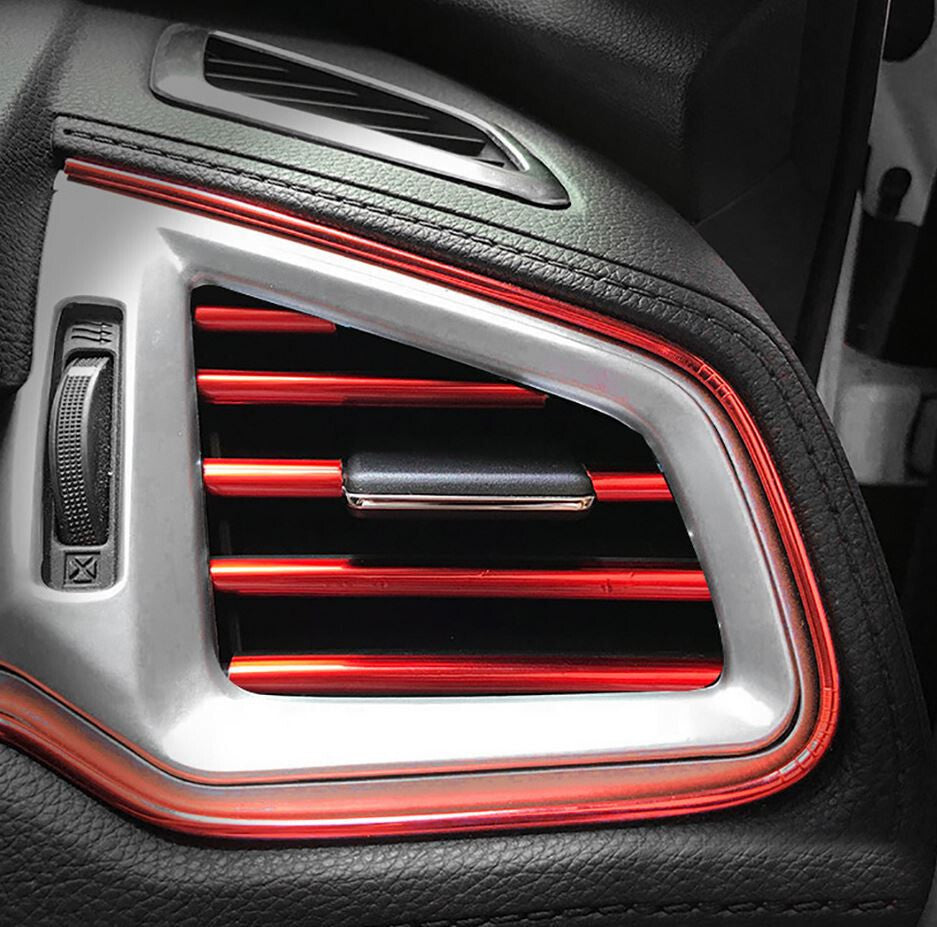 10-Piece Car Air Conditioner Socket Decorative Molded Strips in Red for Dodge