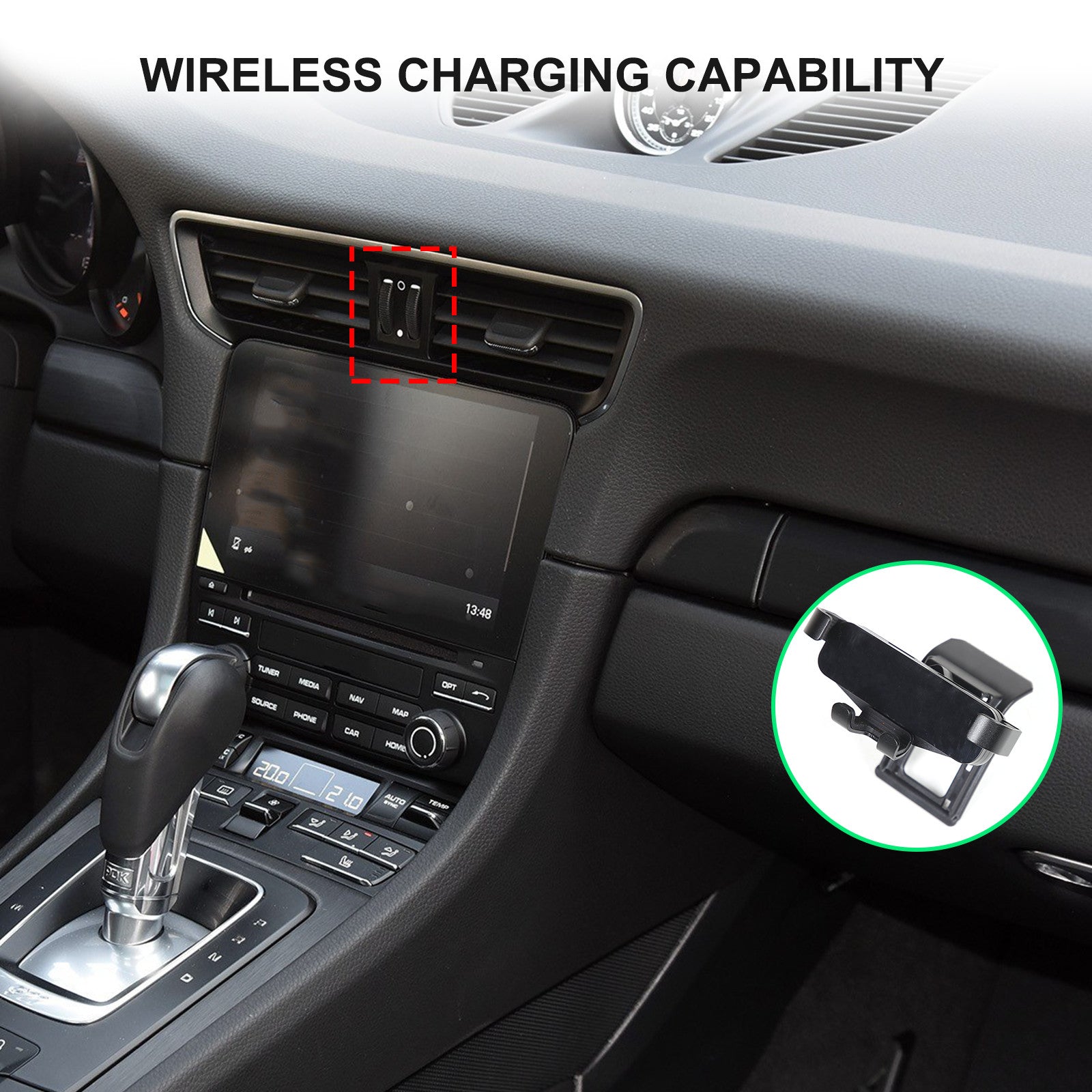 Car center air vent bracket cradle phone holder for 911 2012-2018- n
