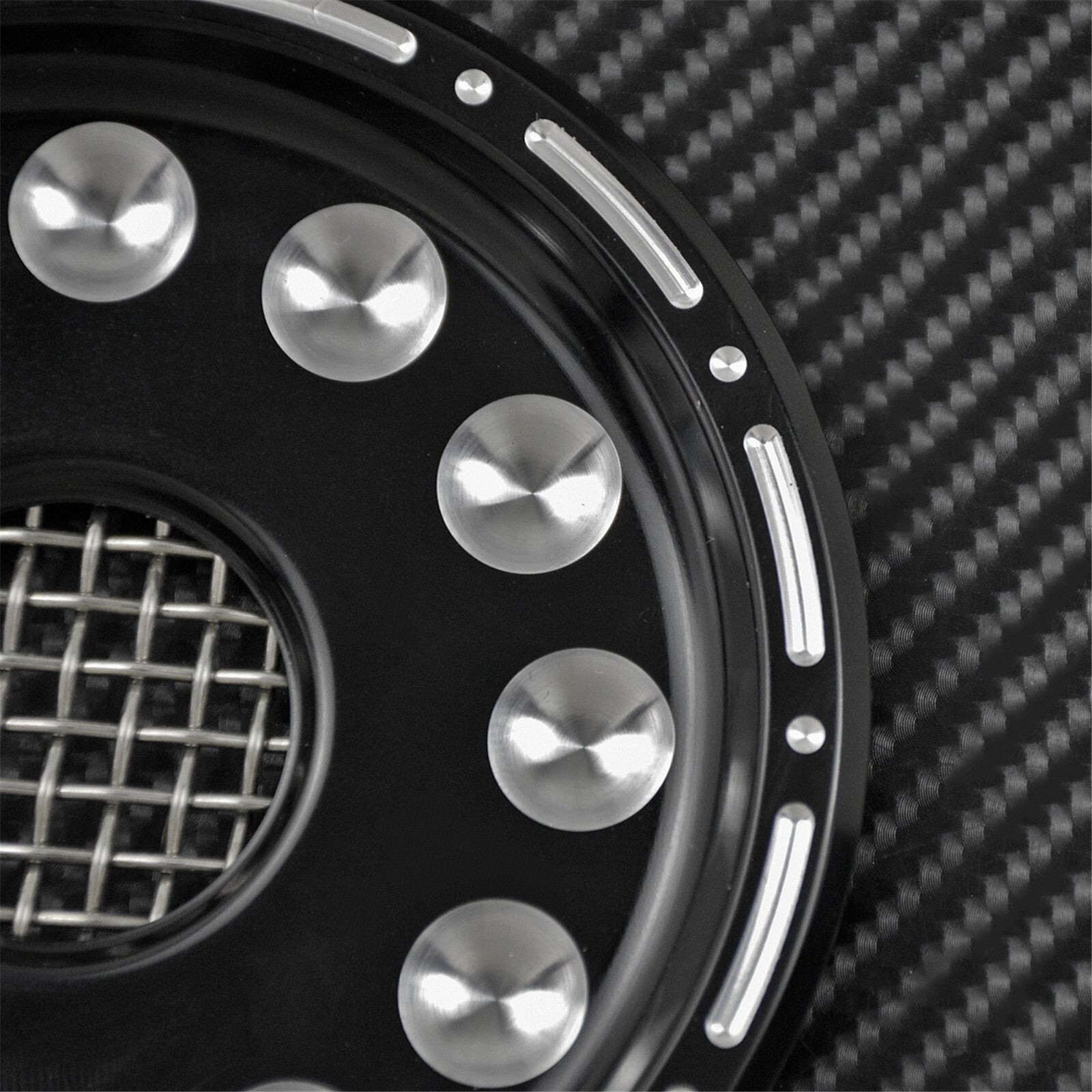 CNC Black Dots Front Pulley Cover Fit For Sportster XL Iron 883 1200 48 2004-up Q
