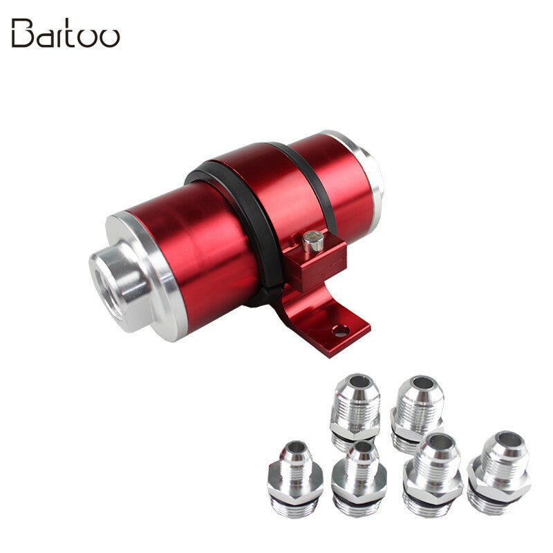 Flow Fuel Filter Aluminum 30 Micron Element with AN6 AN8 AN10 Fittings+Bracket Q