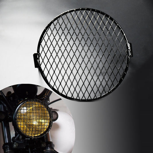 6.3'' Retro Motorcycle Grill Headlight Cover Guard Mount Fit for Harley Softail Q