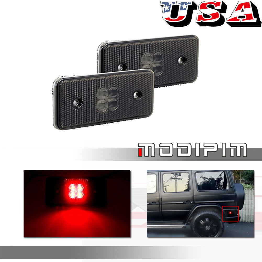 2 Pack Black Lens Red Rear Side Marker Lights for 2002-14 for Mercedes G500 G63 AMG G Class - v