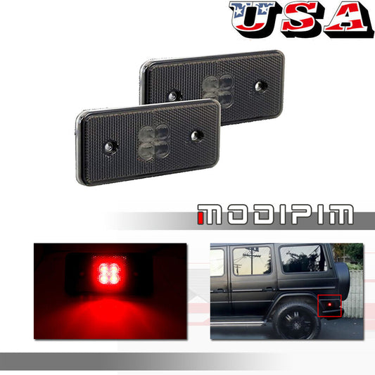 2 Pack Black Lens Red Rear Side Marker Lights for 2002-14 for Mercedes G500 G63 AMG G Class - v