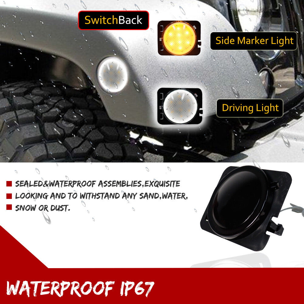 for for Jeep for Wrangler 2007-18 JK Smoked Lens Switch DRL Turn Signal Light - v